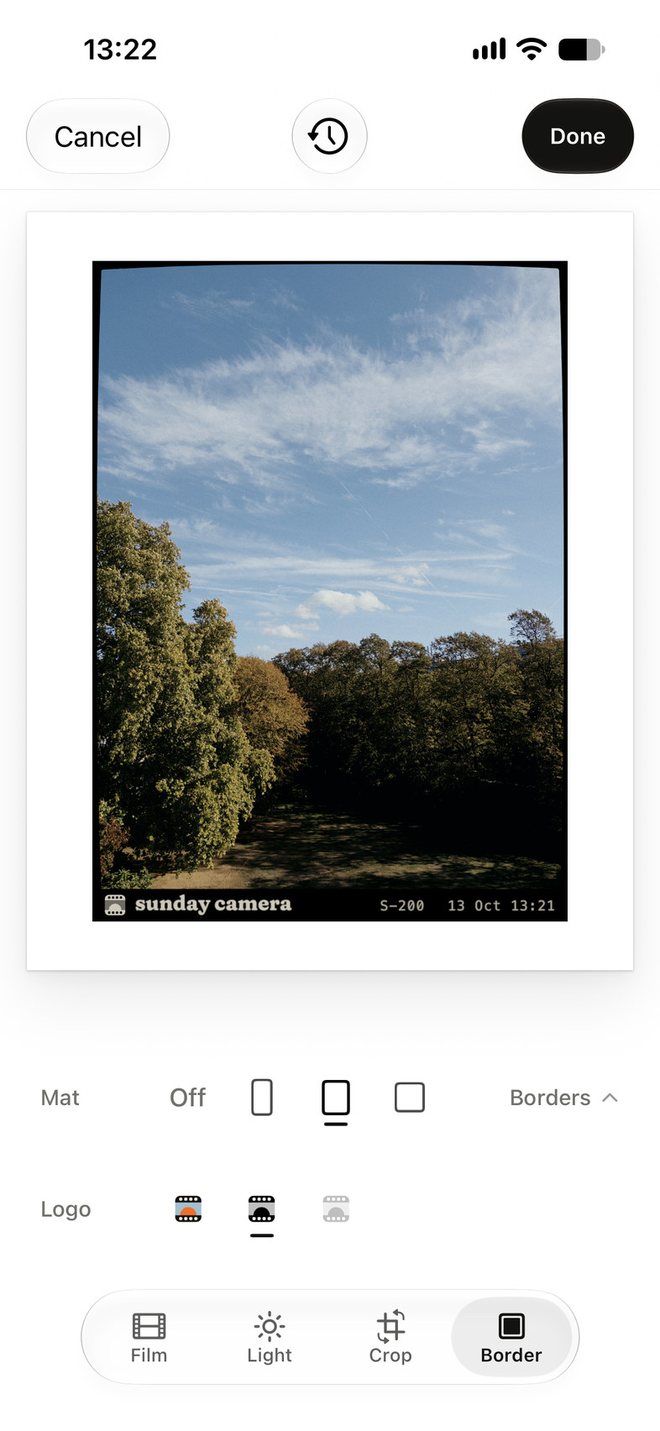 Edit, on Border: the photo in a black border on a white mat.